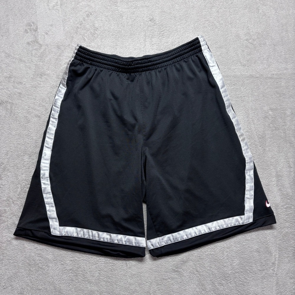 Y2K Nike Mens XXL 2XL Basketball‎ Shorts Black White Dazzle Mesh Athletic